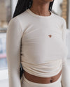 BASERANGE 25 Early Spring French organic cotton hollow heart-shaped long-sleeved T-shirt BAS-TOHLS-RB-000-UNDYED